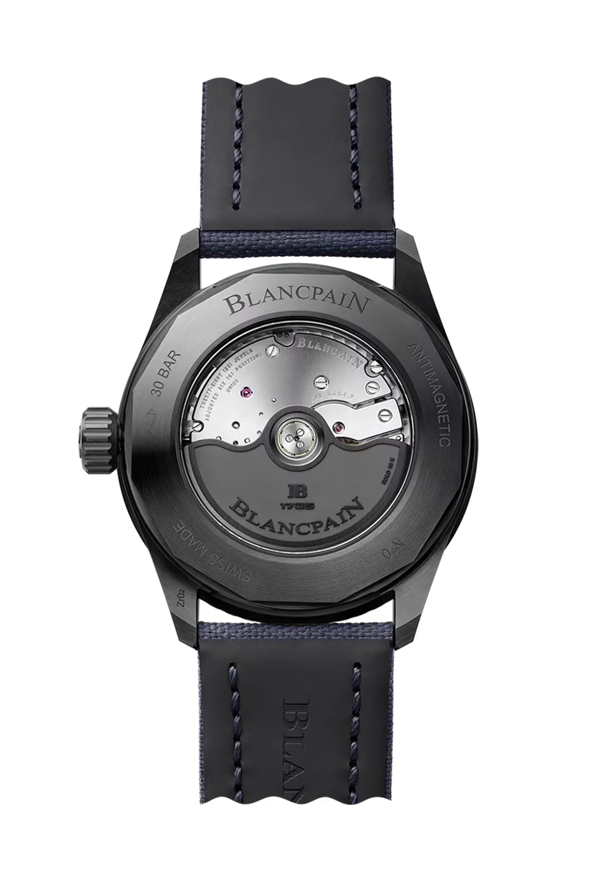 Bathyscaphe Quantième Complet Phases de Lune | 43.6mm, Sunburst Gradient Blue Dial, Sail-Canvas Strap