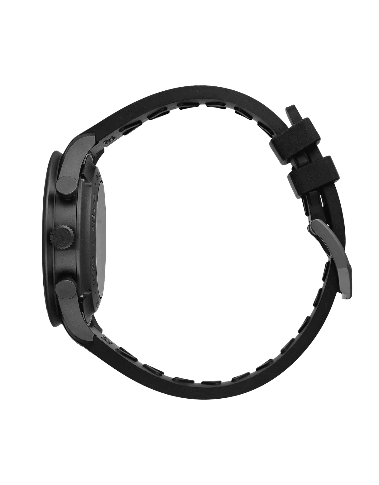 Black watch strap on a white background