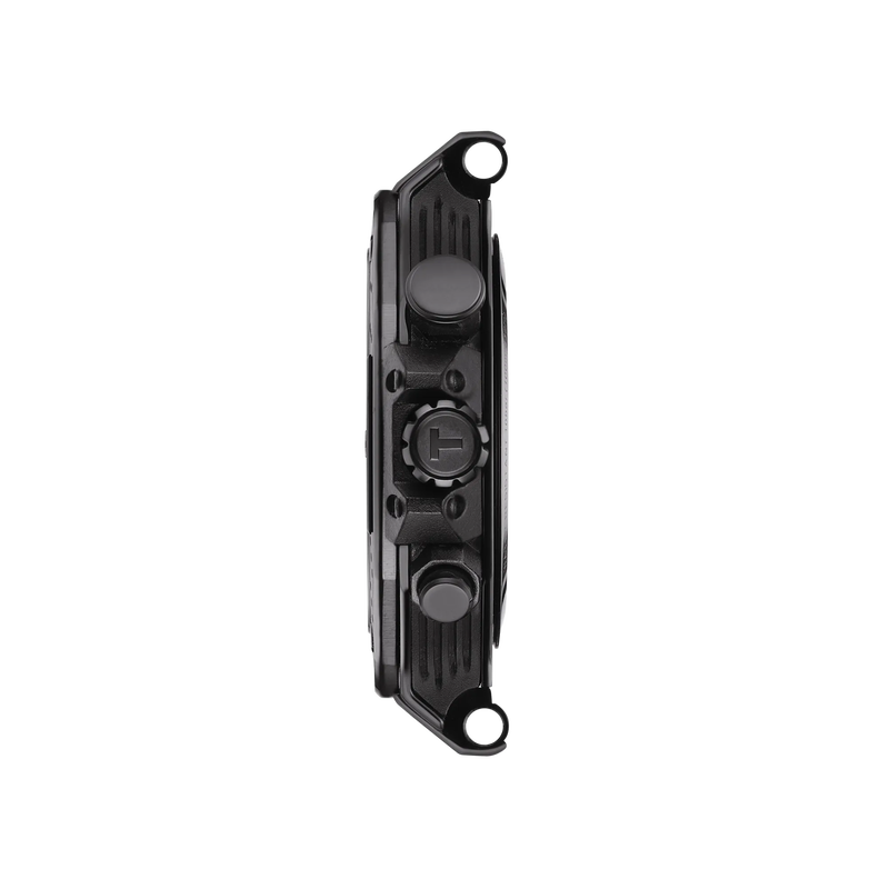 Black multi-tool on a white background