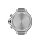 Silver Tissot watch face on a white background