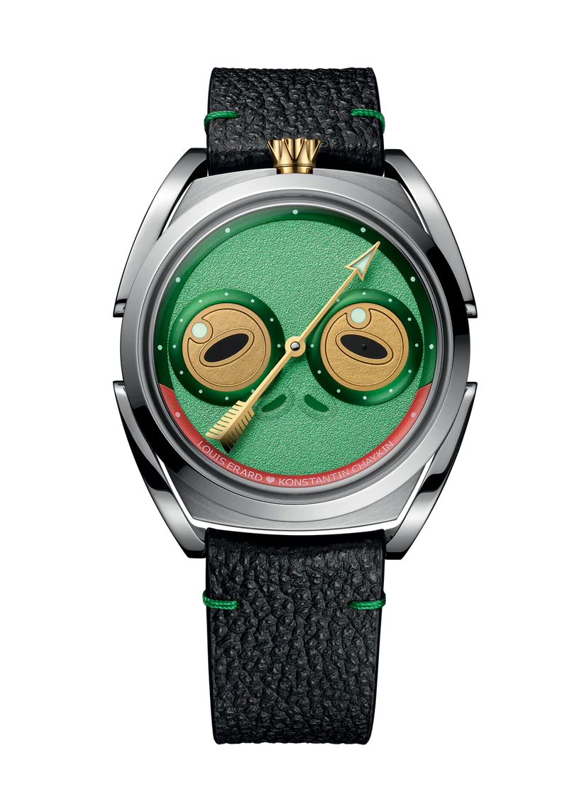 Watch with a unique face design on a white background