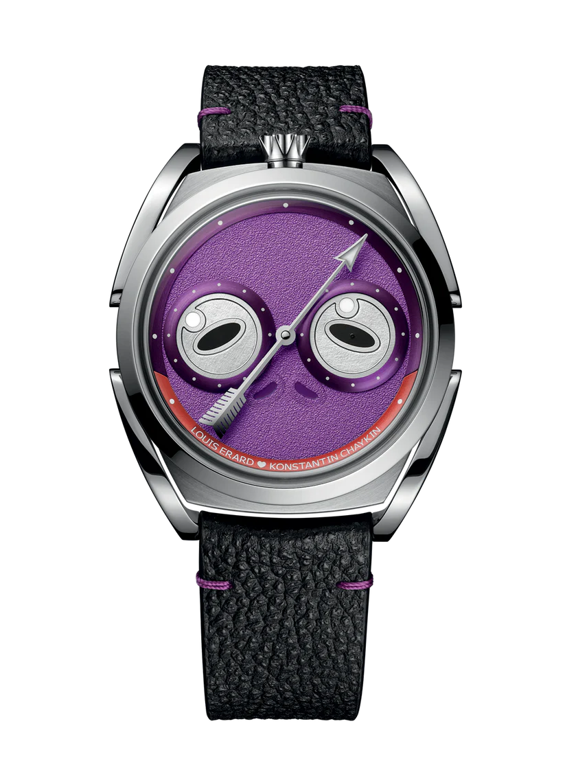 Watch with a unique face design on a white background