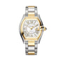 Cartier watch with two-tone design on a light beige background