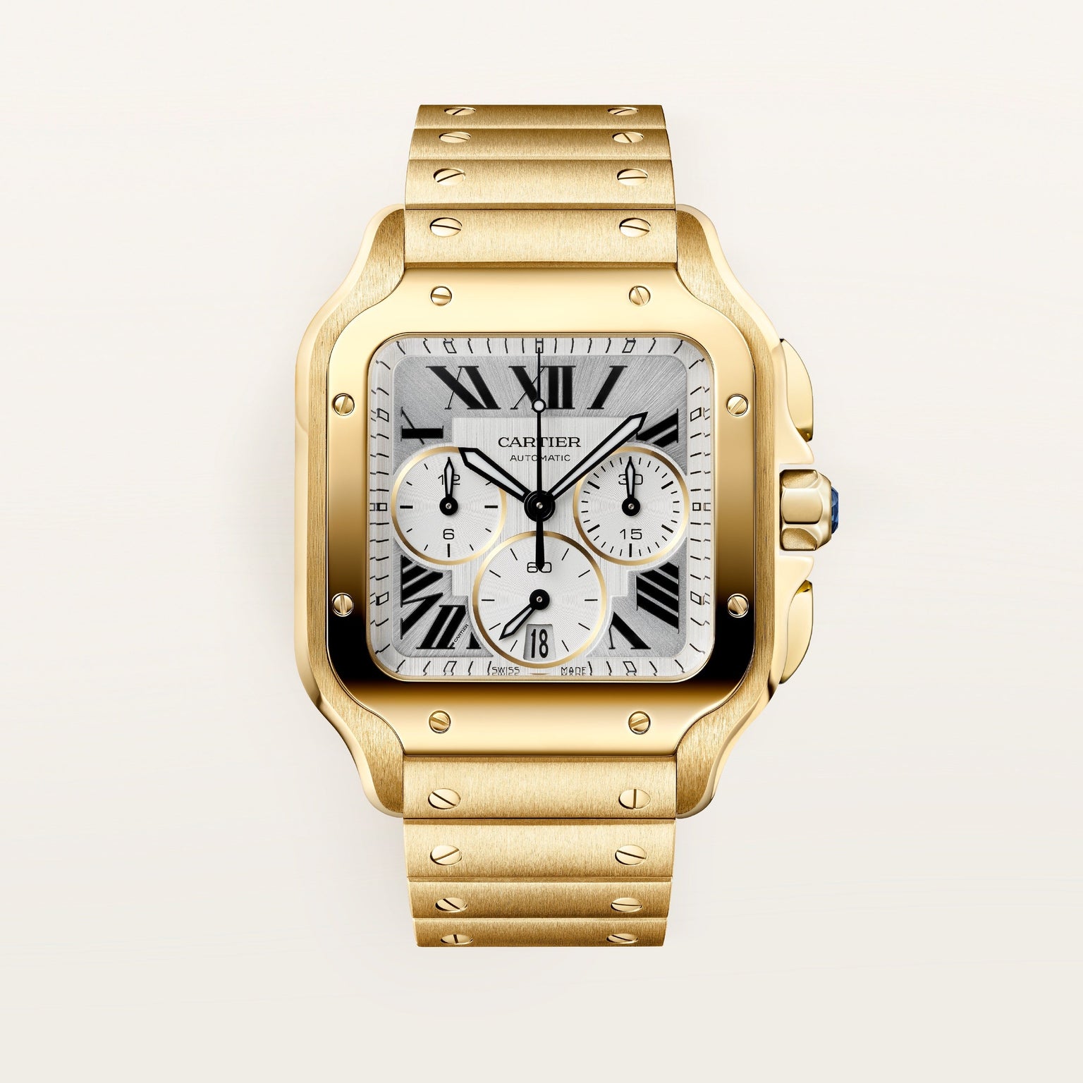 Cartier Santos de Cartier Large Model WGSA0110 front on white background