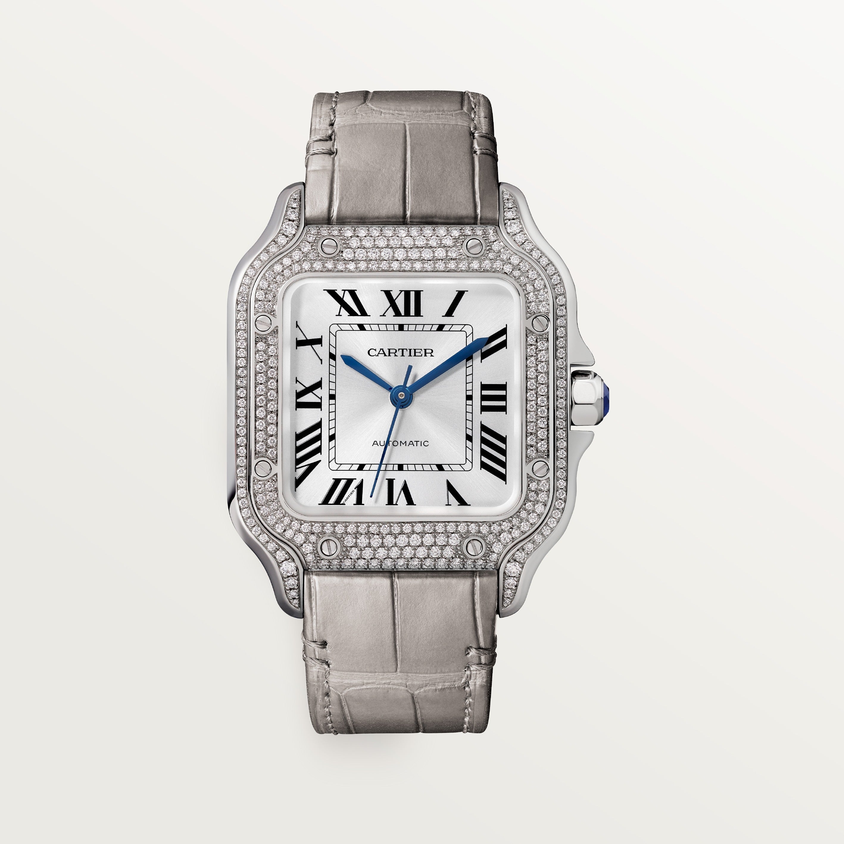 Cartier Santos de Cartier Medium Model WJSA0014 front on white background