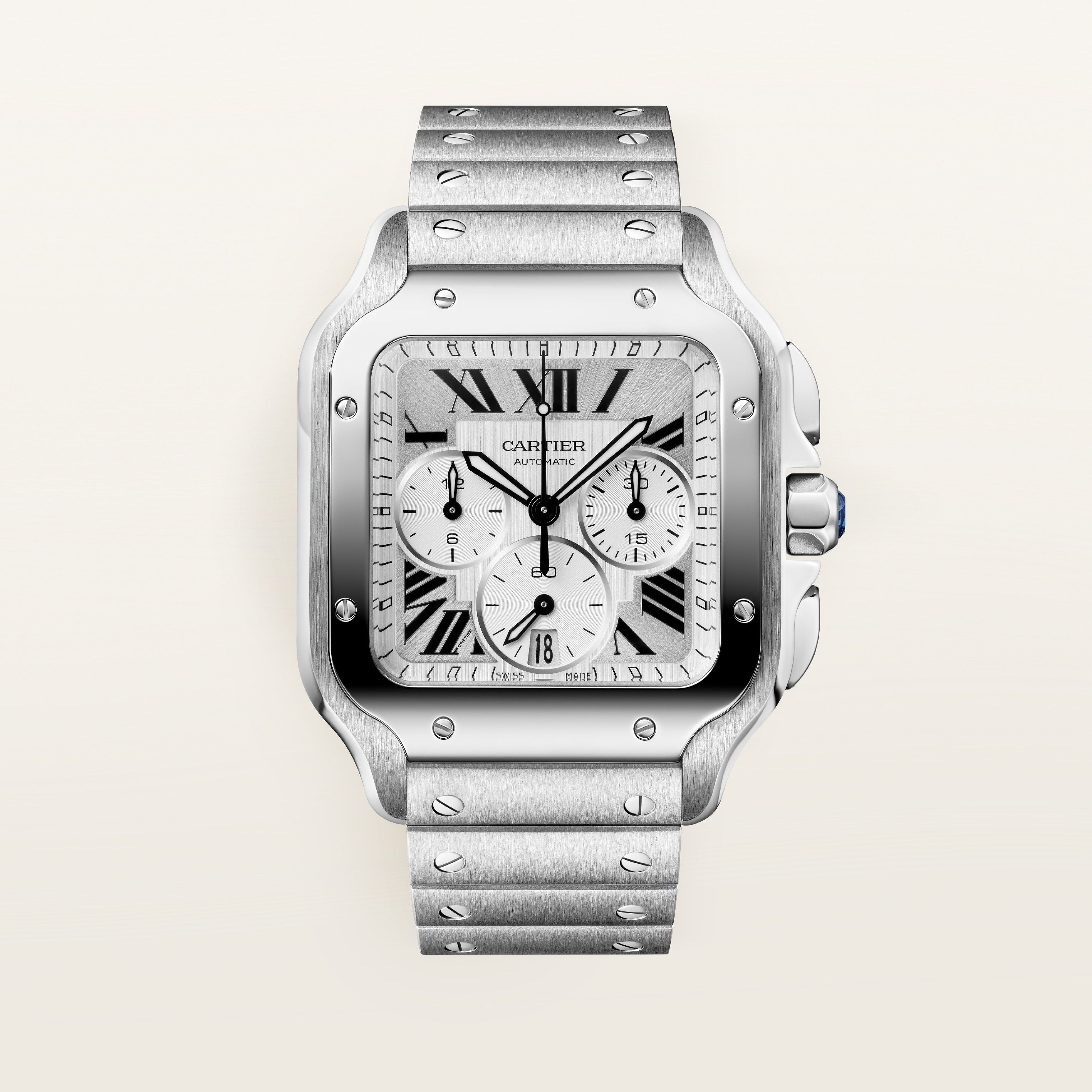 Cartier Santos de Cartier Large Model WSSA0083 front on white background