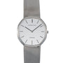 An Audemars Piguet Steel Dress Watch featuring a white dial, silver mesh band, and minimal hour markers.