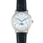 The Lange & Sohne Lange 1815 Annual Calendar is a luxury wristwatch featuring a white dial, black leather strap, and multiple subdials.