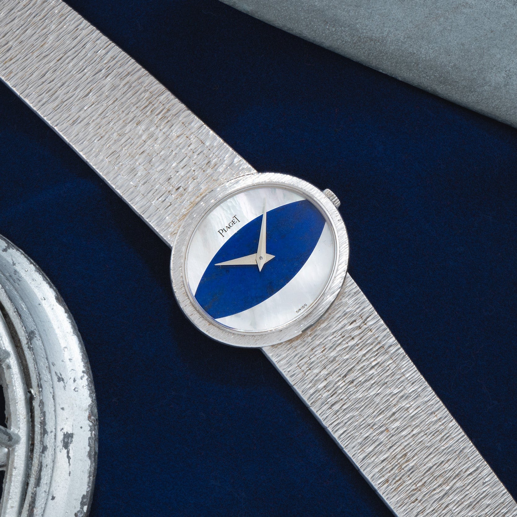 White Gold 'Mother Of Pearl & Lapis Lazuli' Dress Watch