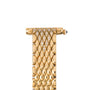 Gold-tone bracelet with diamond-set quilted pattern and adjustable clasp mechanism.