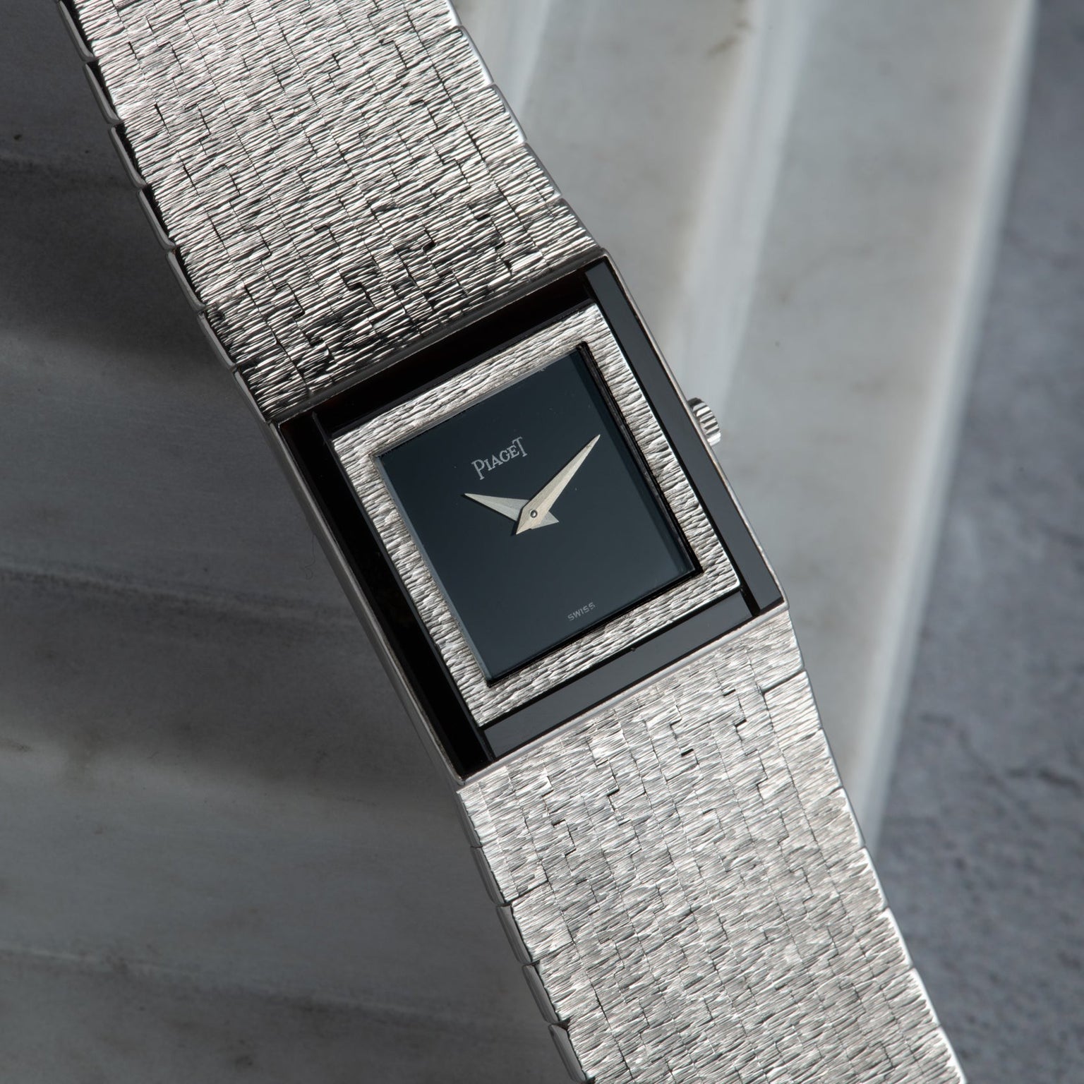 White Gold 'Onyx' Dress Watch