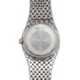 The back of an Audemars Piguet Cobra wristwatch features a round case and a silver, scale-textured metal band.