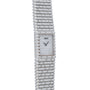 The Piaget Emperador Diamond is a silver luxury watch featuring a rectangular diamond-studded face and a textured metal band.