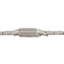 Side view of the Cartier Panthère Diamond wristwatch featuring a silver metal band and a diamond-encrusted bezel.