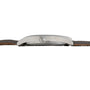 Side view of the Patek Philippe Calatrava Geneva Boutique Limited Edition wristwatch with a silver case and brown leather strap shown against a white background.