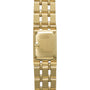 Close-up of the back of a Piaget Polo Pave gold wristwatch, featuring engraved text and a linked bracelet.