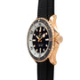 Breitling Superocean Automatic 42 wristwatch with black face, black band, and prominent bezel, shown from a side angle.