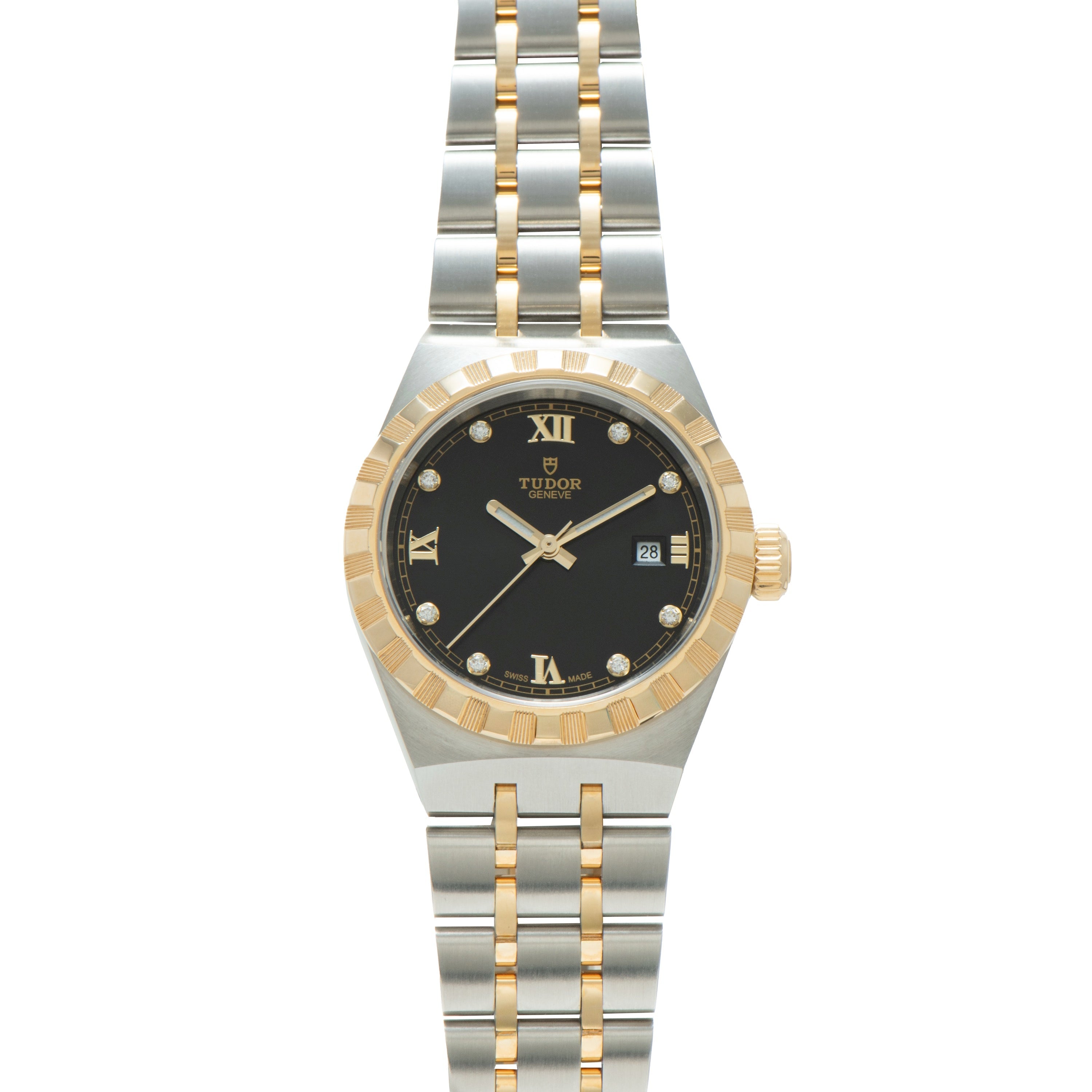 Royal | 28mm, Steel & Gold, Black Dial