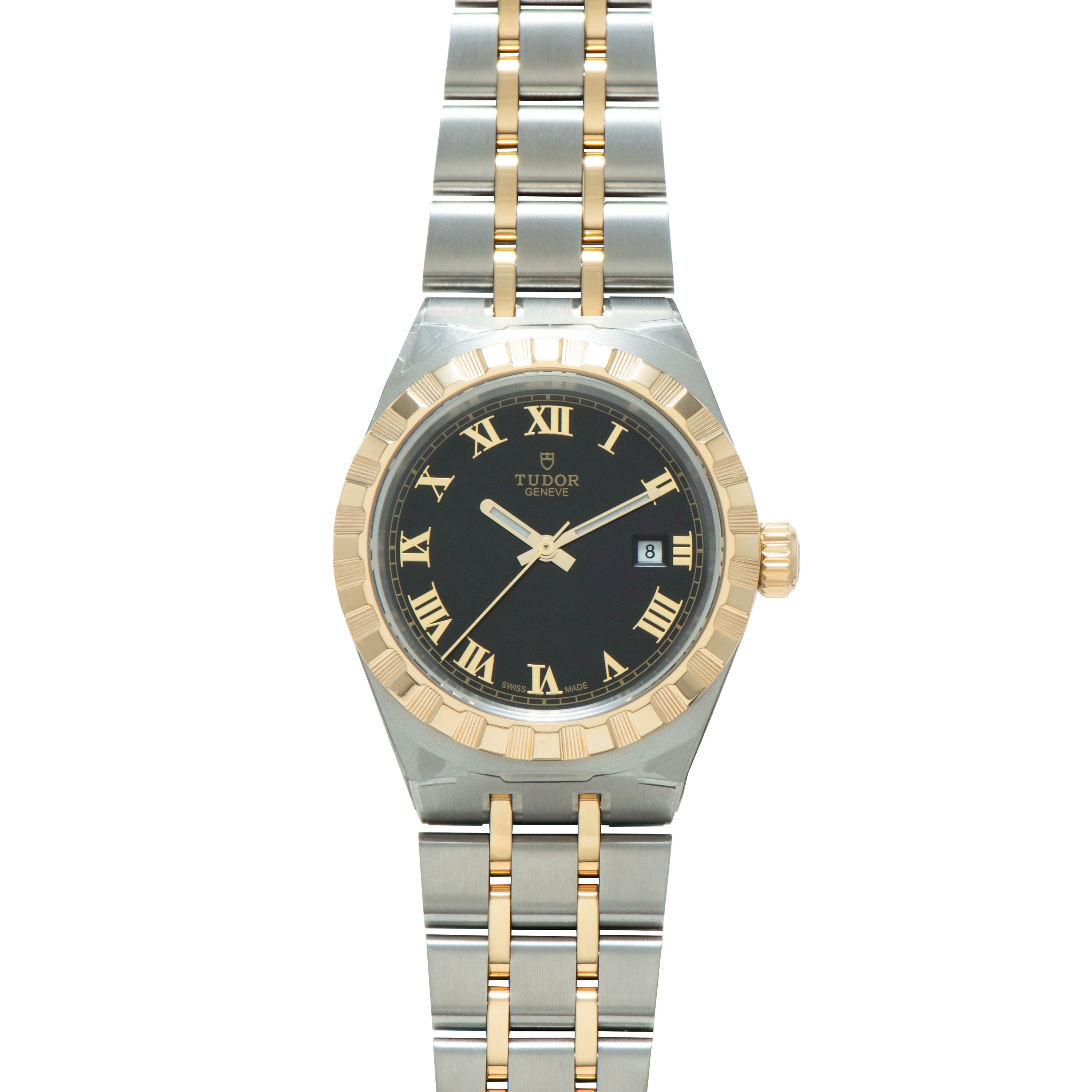 Royal | 28mm, Steel & Gold, Black Dial