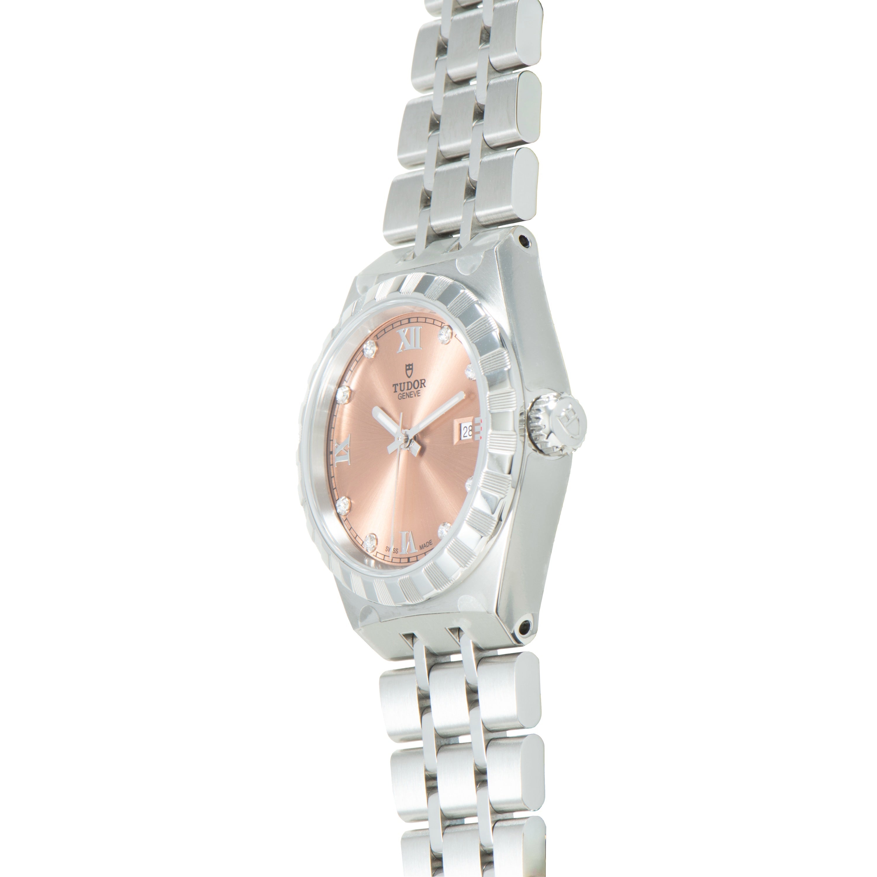 Royal | 28mm, Steel, Pink Dial