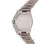Stainless steel Tudor Pelagos 39 watch with metal bracelet shown from the side, displaying the caseback with engraved text.