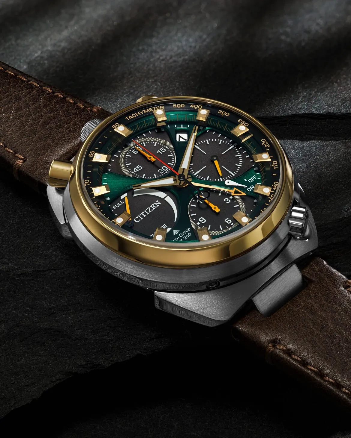 Promaster Tsuno Chrono Racer Green | 44mm, Leather