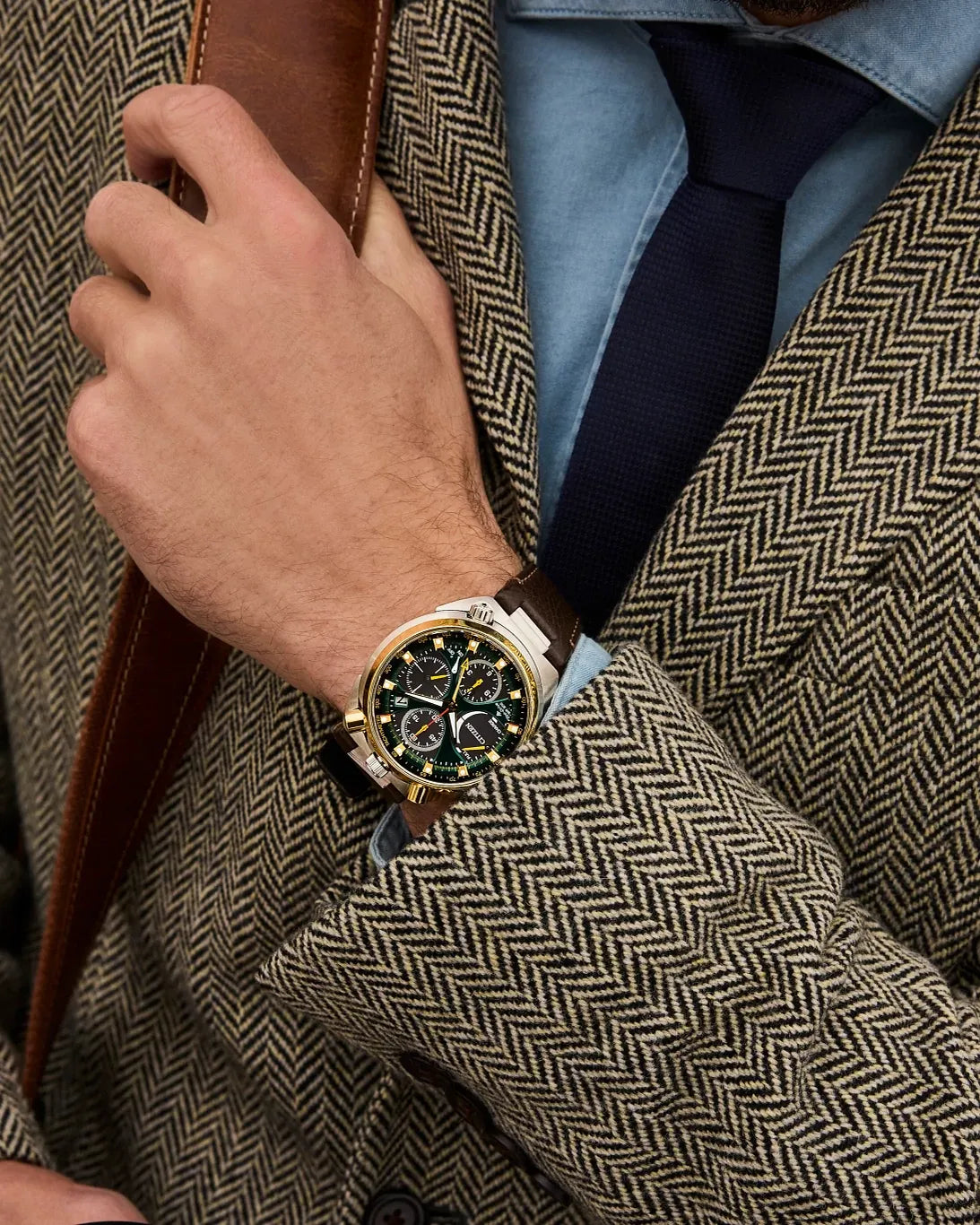 Promaster Tsuno Chrono Racer Green | 44mm, Leather