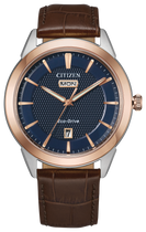 citizen men's dress eco-drive black-brown leather strap watch 44mm bu2013-08e Classic Eco 14K Rose Gold Plated Steel Black Dial EasterSale_30