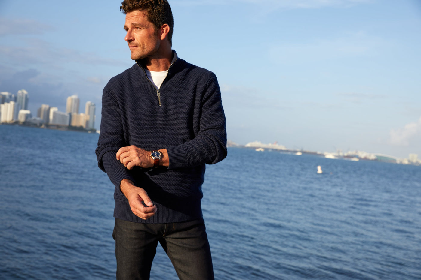 Citizen Rolan 40mm 14K Rose Gold Plated Steel Leather Navy Dial