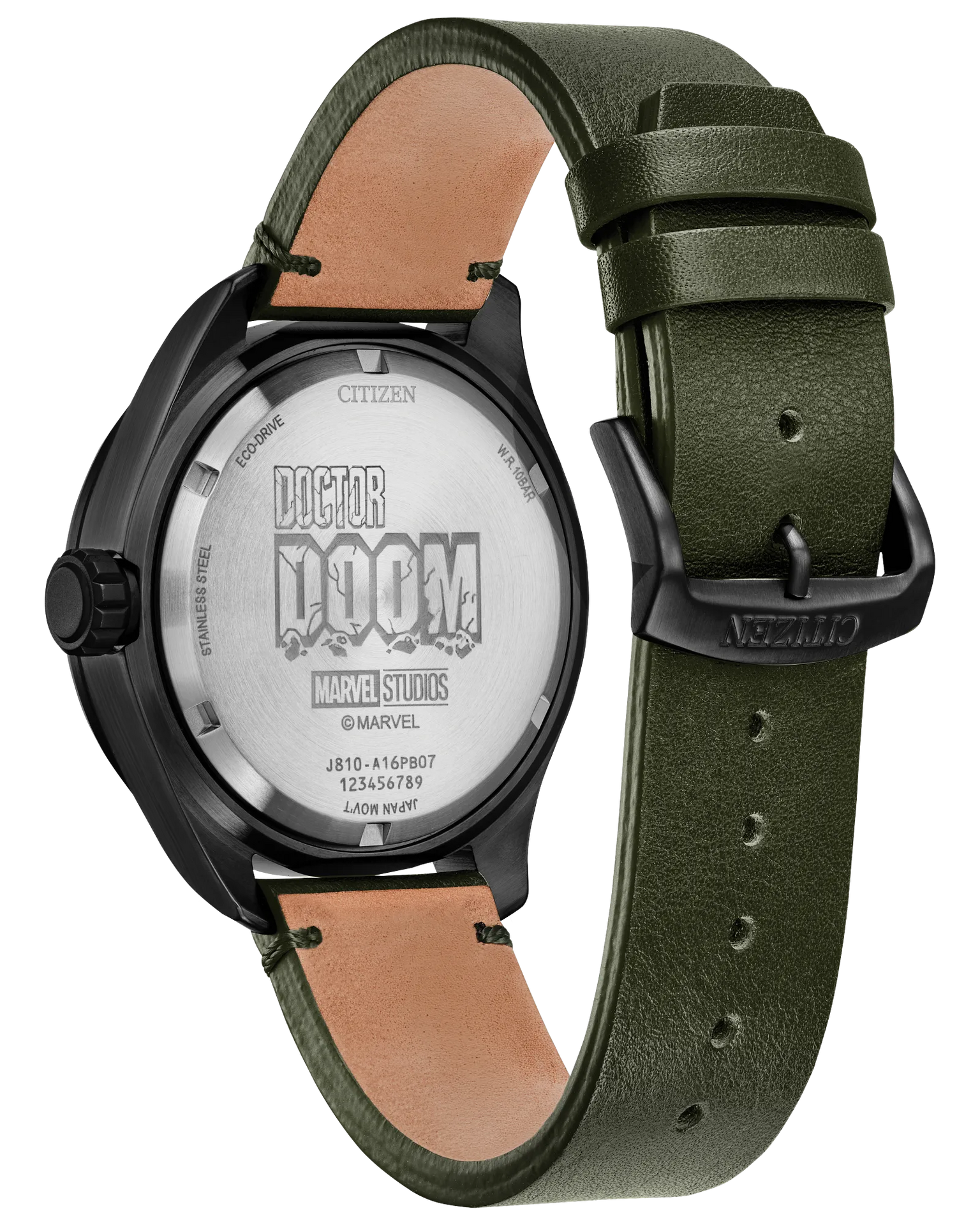 Eco-Drive Avengers Dr. Doom Special Edition | 43mm, Green Leather