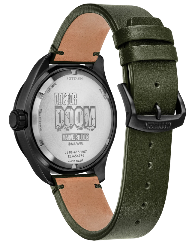 Eco-Drive Avengers Dr. Doom Special Edition | 43mm, Green Leather