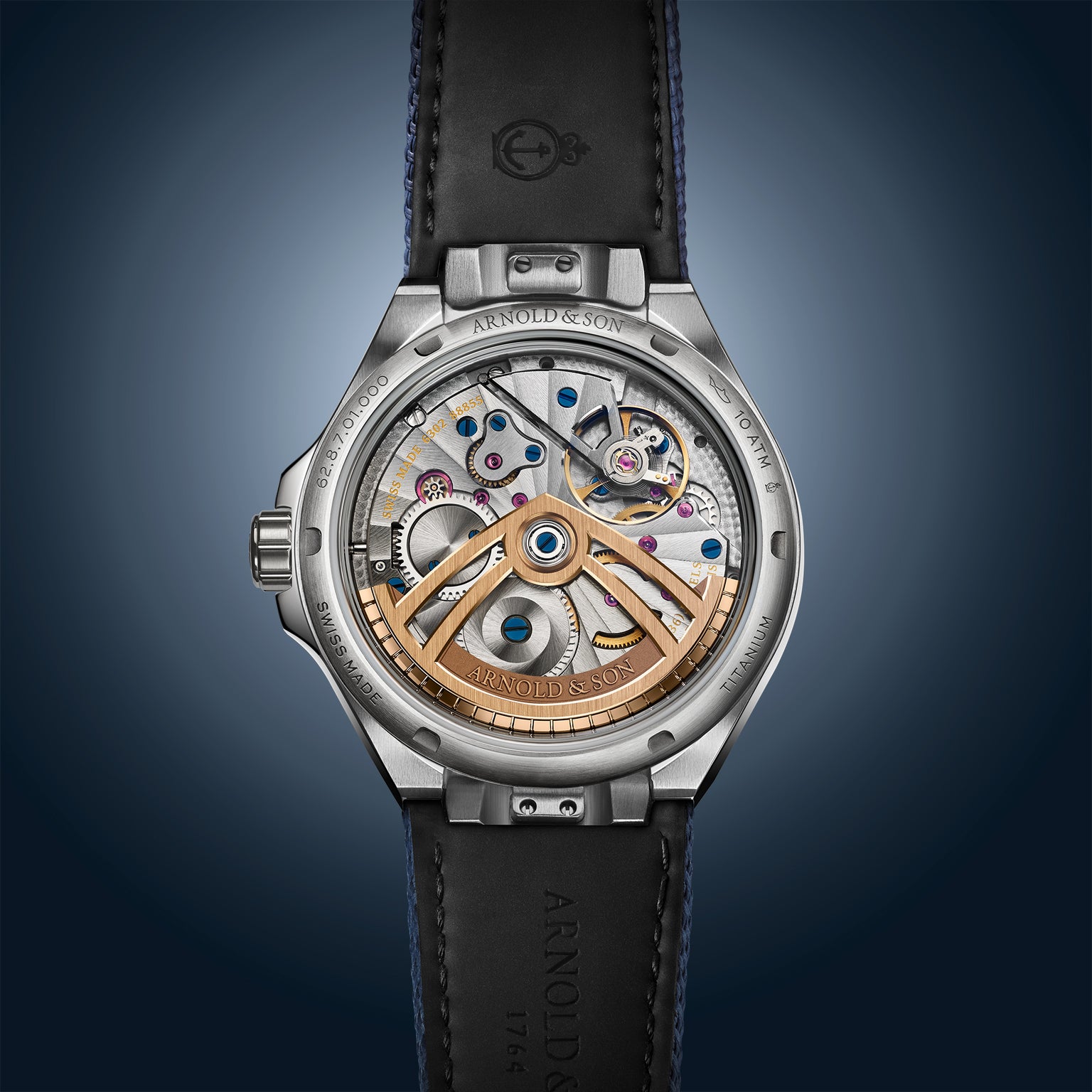 Longitude Titanium Ocean Blue Leather Strap Back