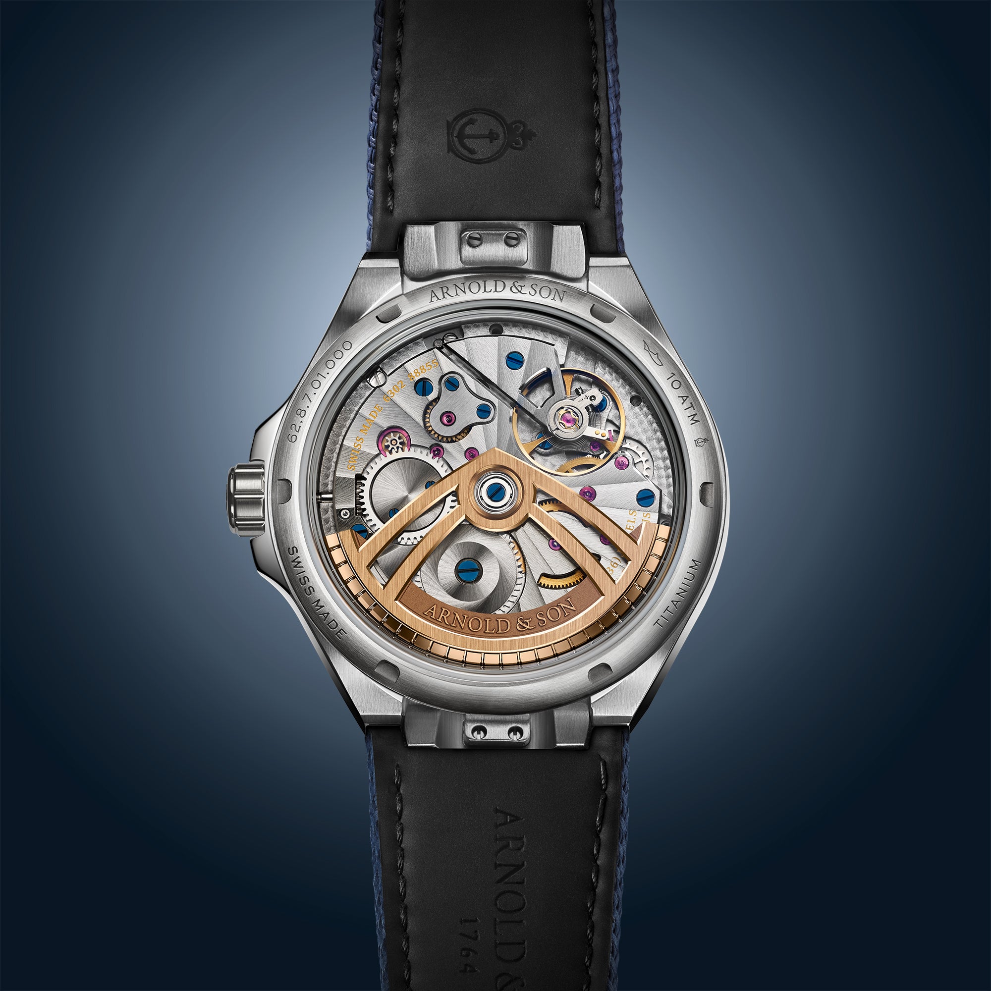 Longitude Titanium Ocean Blue Leather Strap Back
