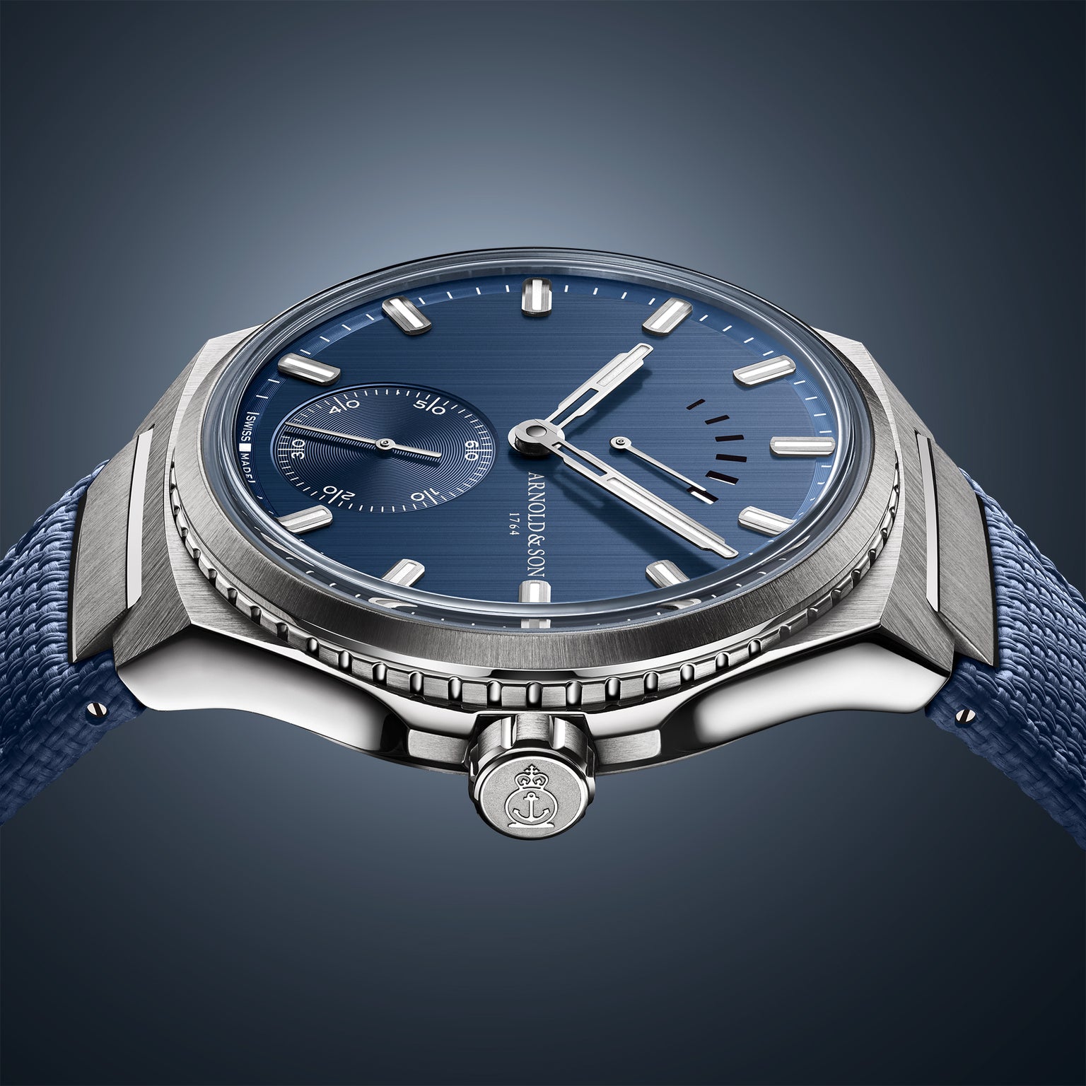 Longitude Titanium Ocean Blue Leather Strap Profile