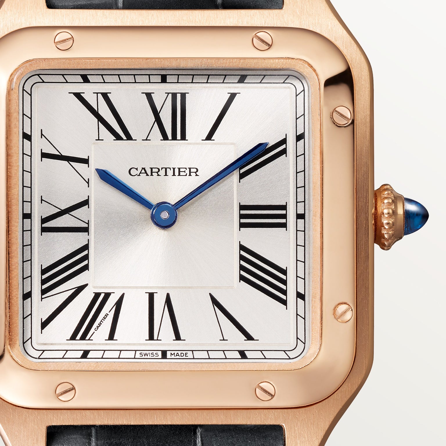 Santos-dumont Small Model | Quartz Movement, Rose Gold, Leather