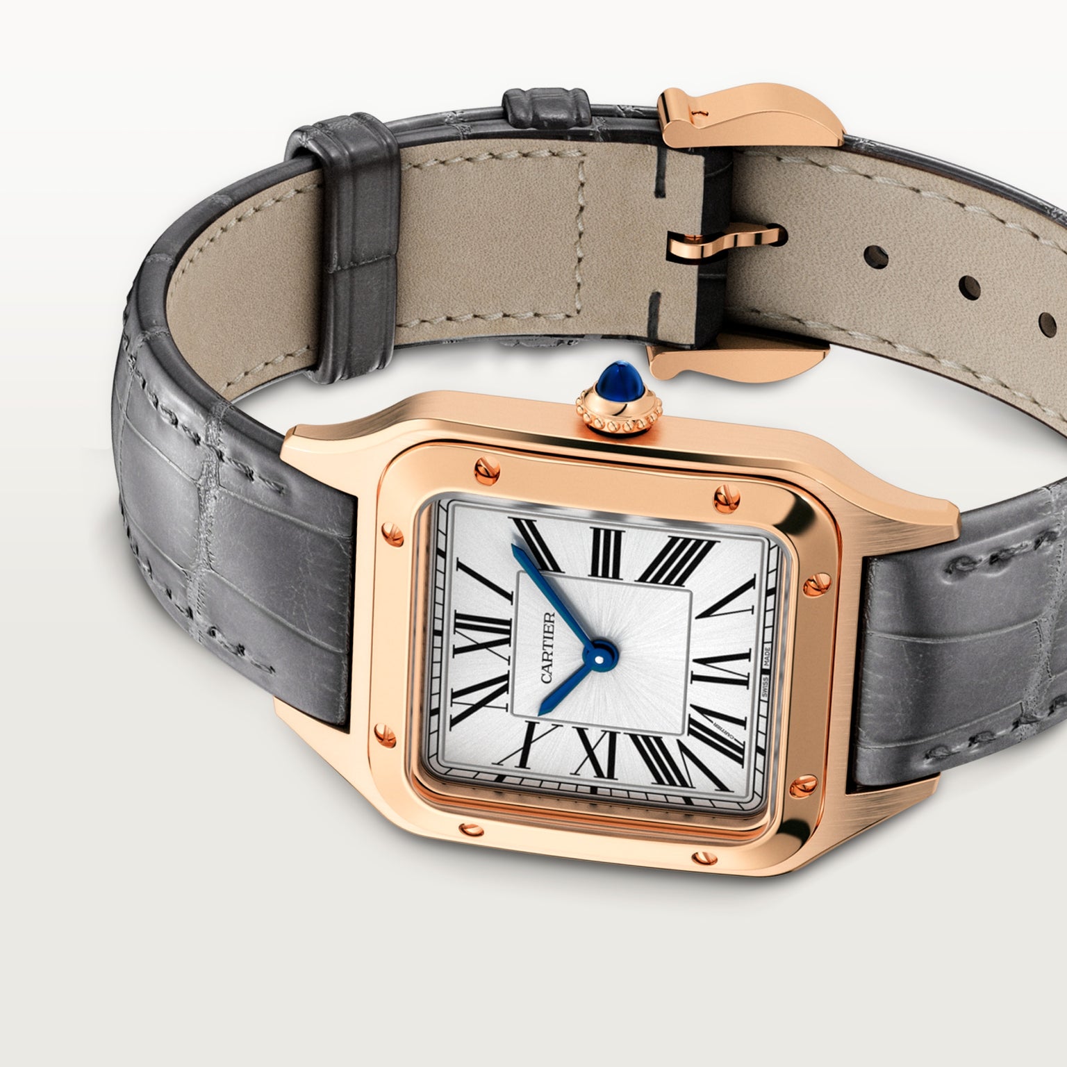 Santos-dumont Small Model | Quartz Movement, Rose Gold, Leather