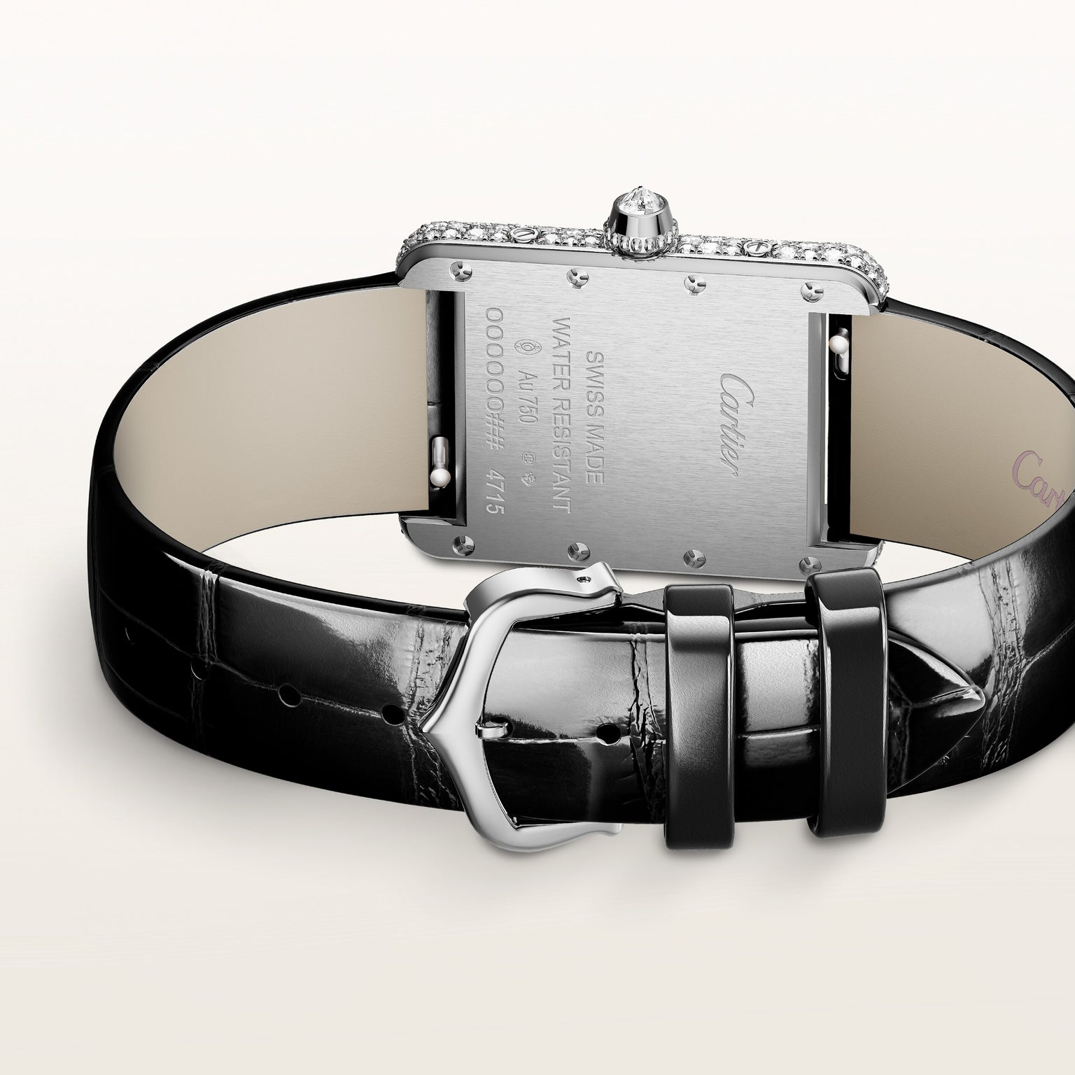 Tank Louis Small Model | 22mm, 18K White Gold, Alligator Leather Strap