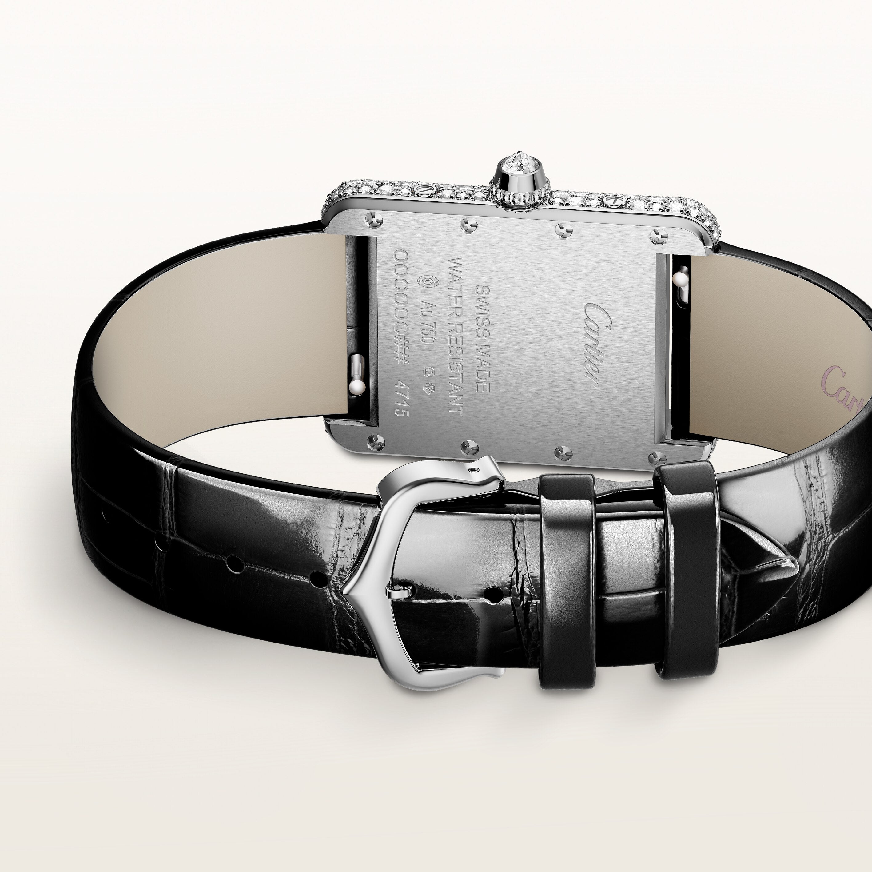 Tank Louis Small Model | 22mm, 18K White Gold, Alligator Leather Strap