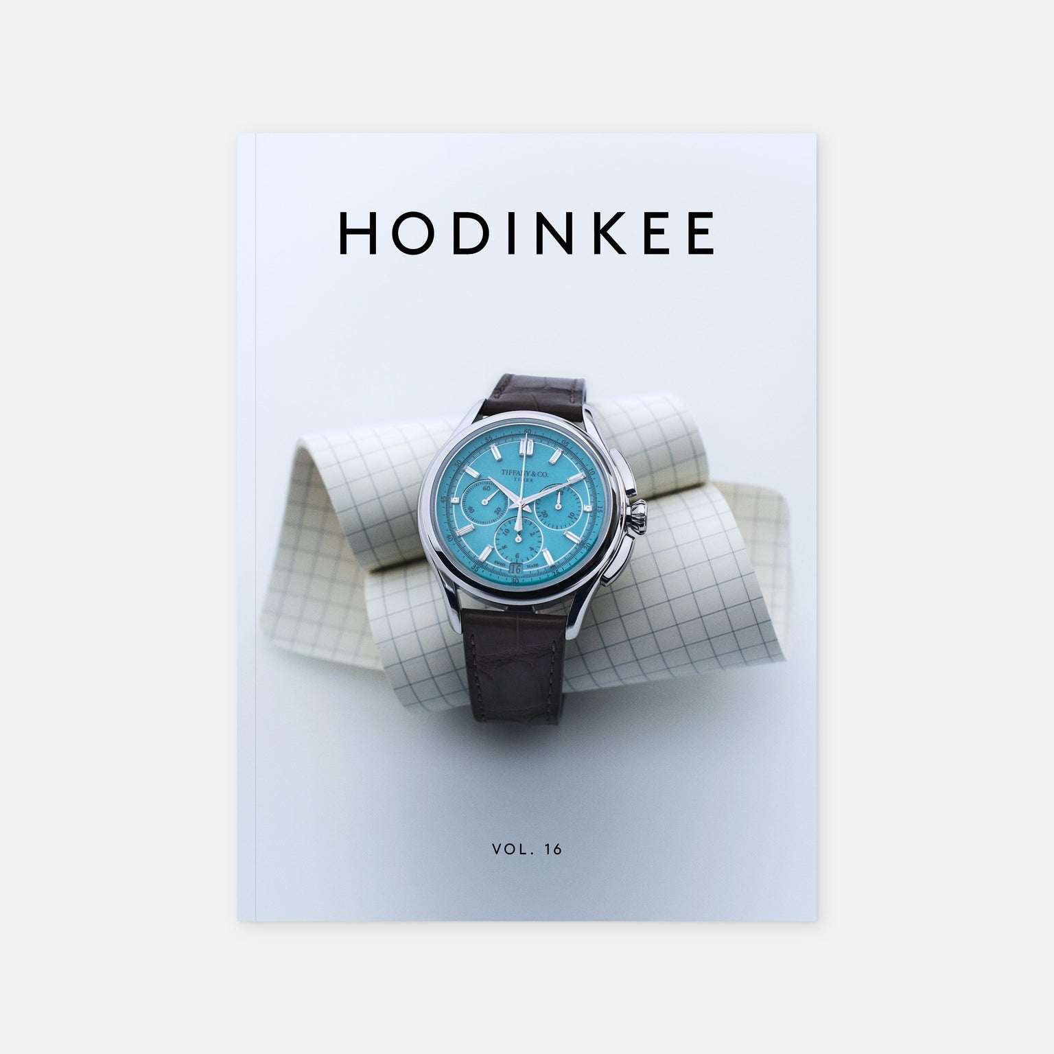 Hodinkee magazine cover with a watch on a light background