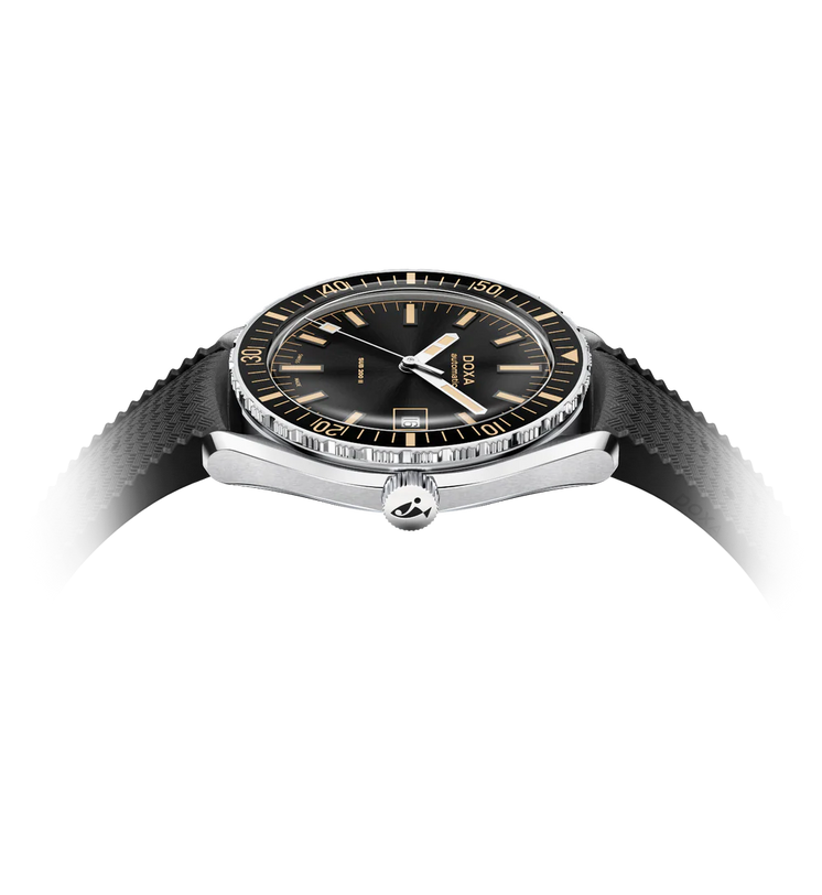 Black watch with silver bezel on a white background