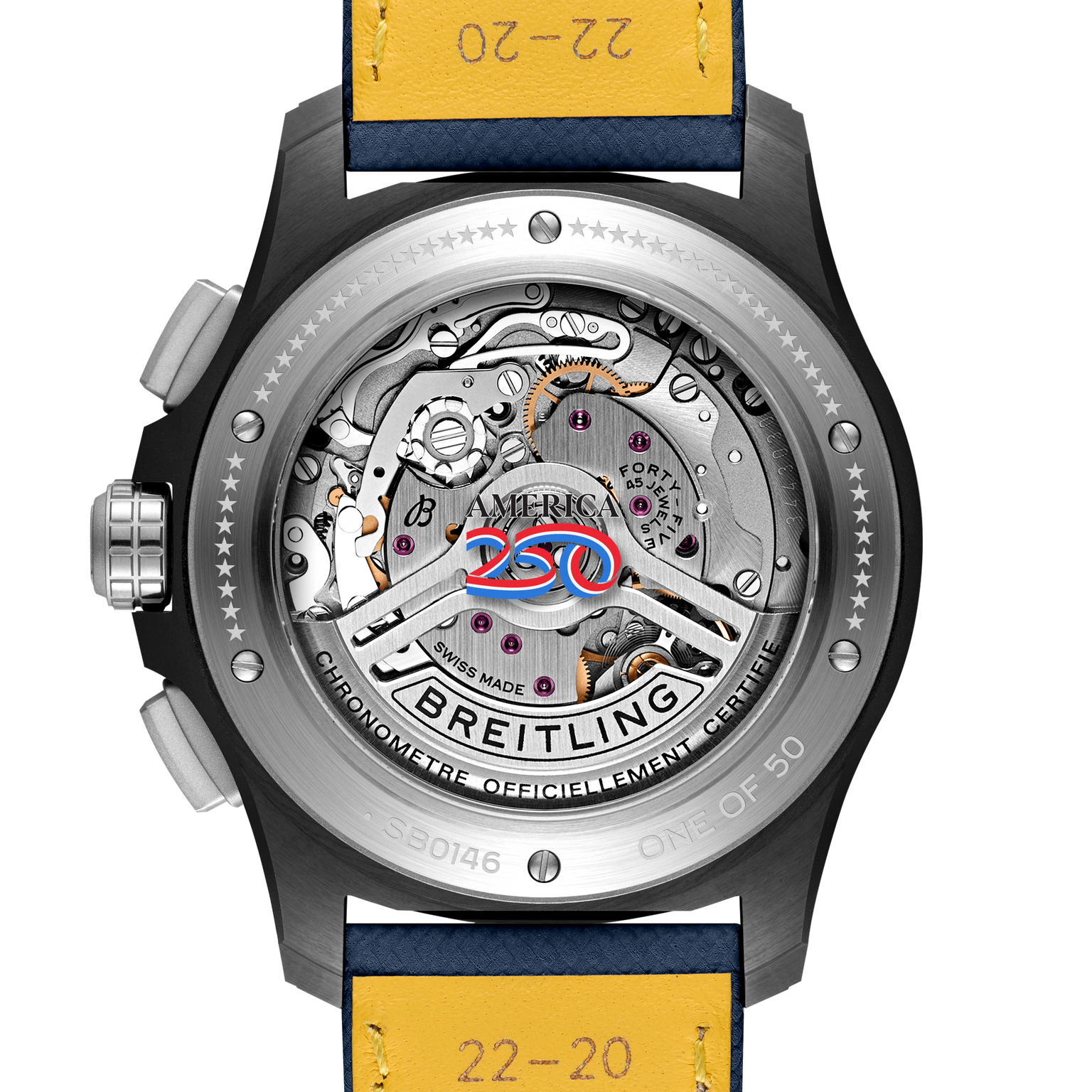 Avenger America250 Limited Edition B01 Chronograph | 42mm, Calfskin Leather Strap, Ceramic Case, Men's Watch