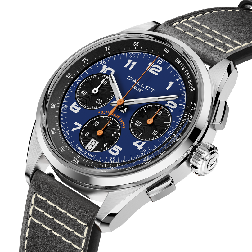 Multichron Sport | 41mm, Steel Case, Black Leather Strap