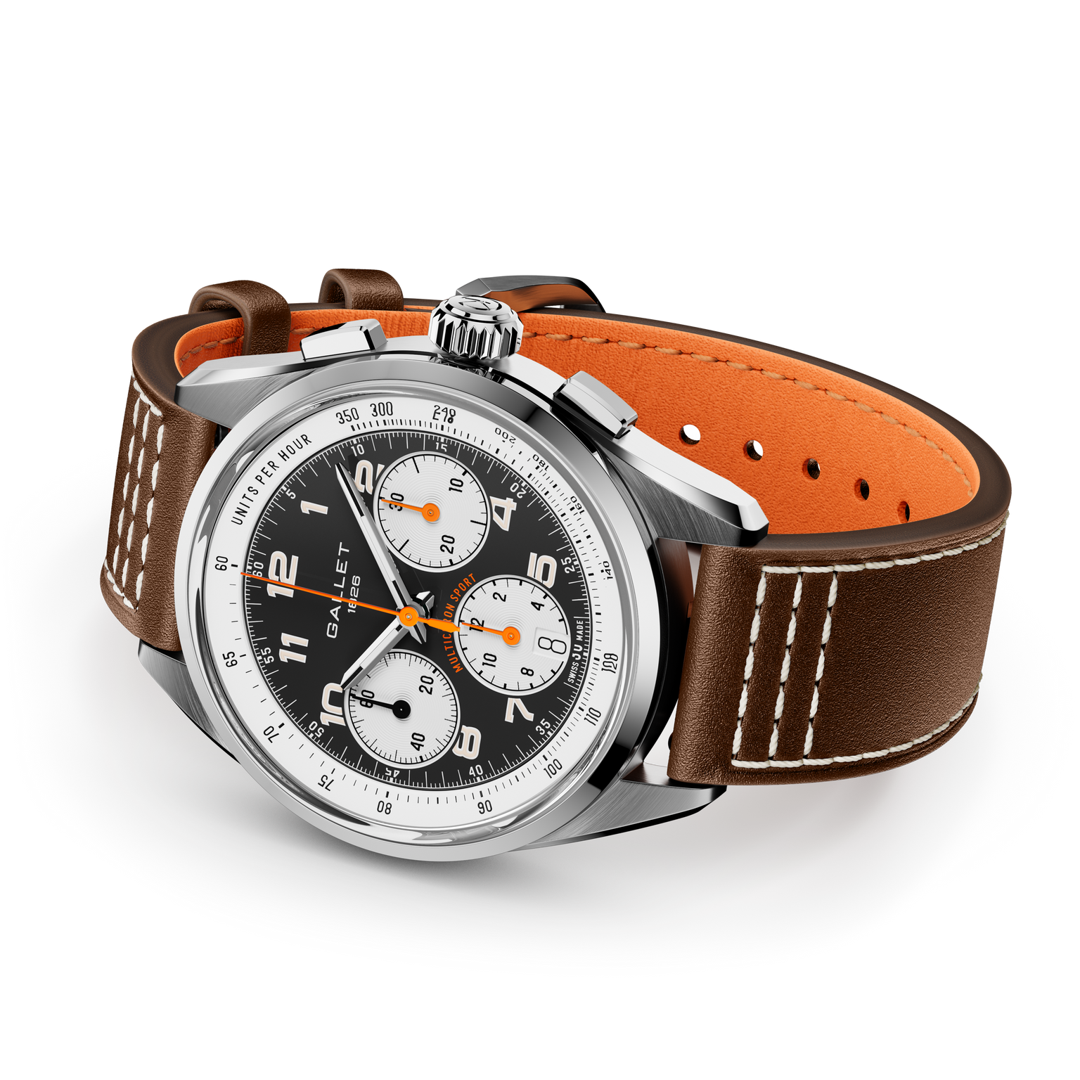 Multichron Sport | 41mm, Steel Case, Brown Leather Strap