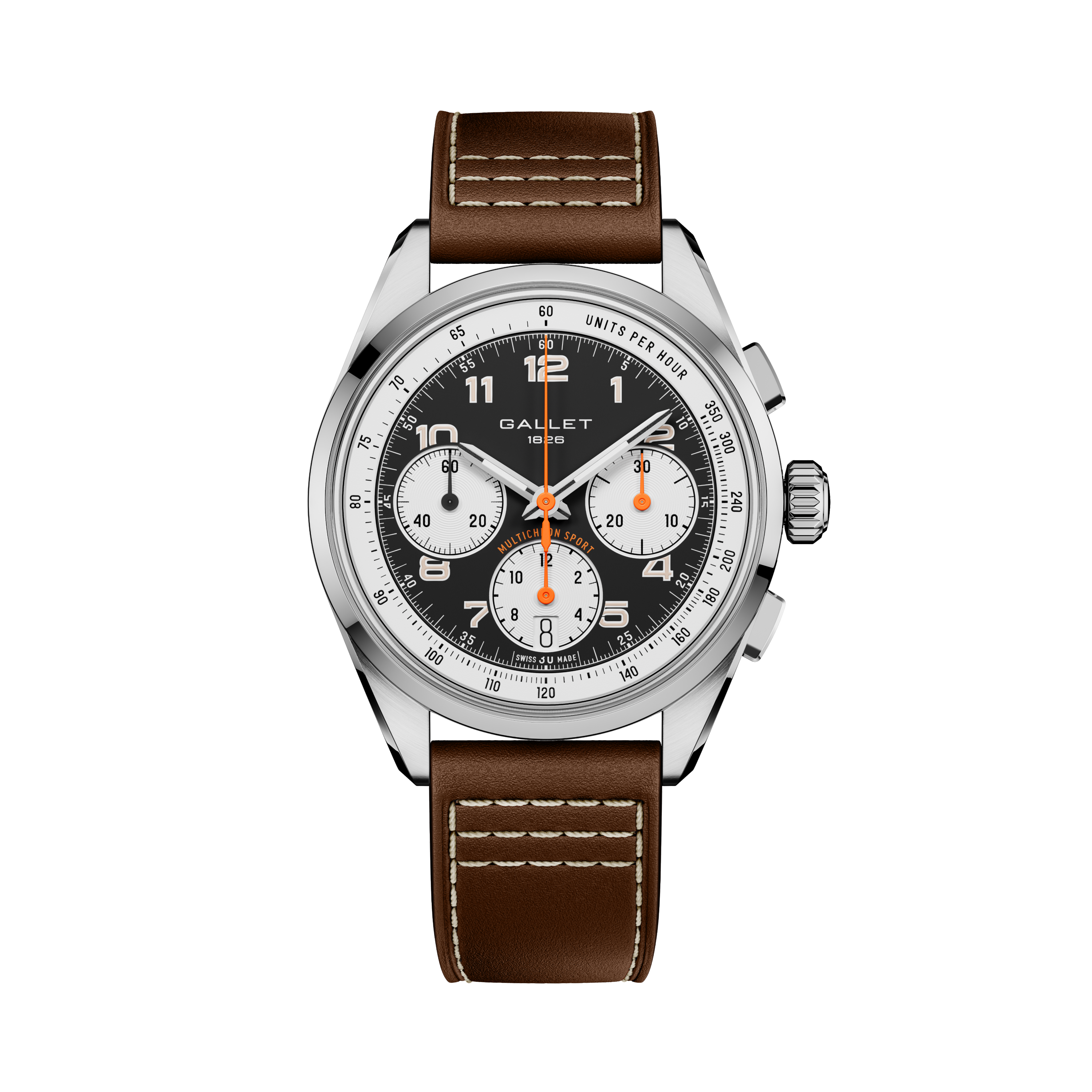 Multichron Sport | 41mm, Steel Case, Brown Leather Strap