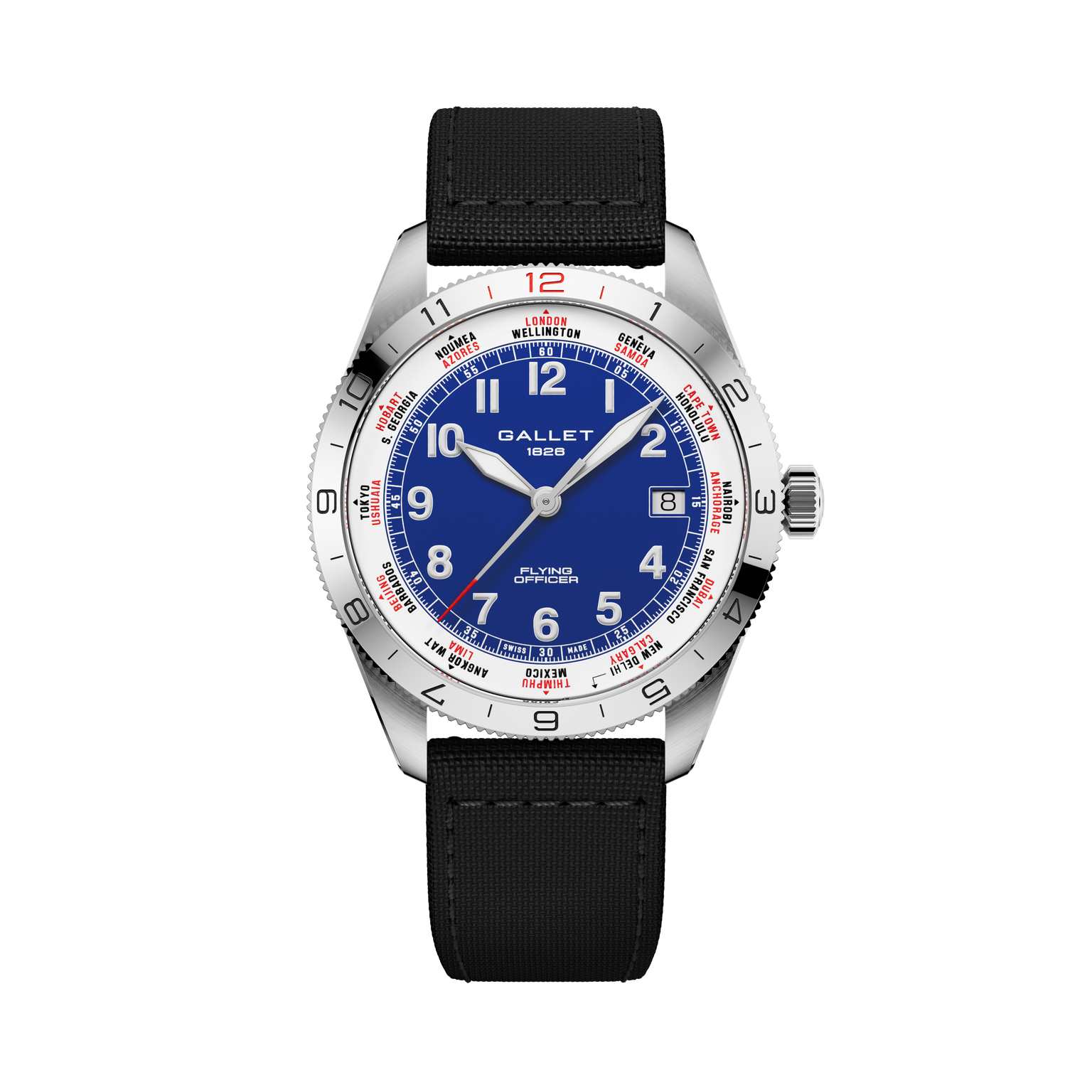 Flying Officer | 40mm, Steel Case, Black Fabric Strap