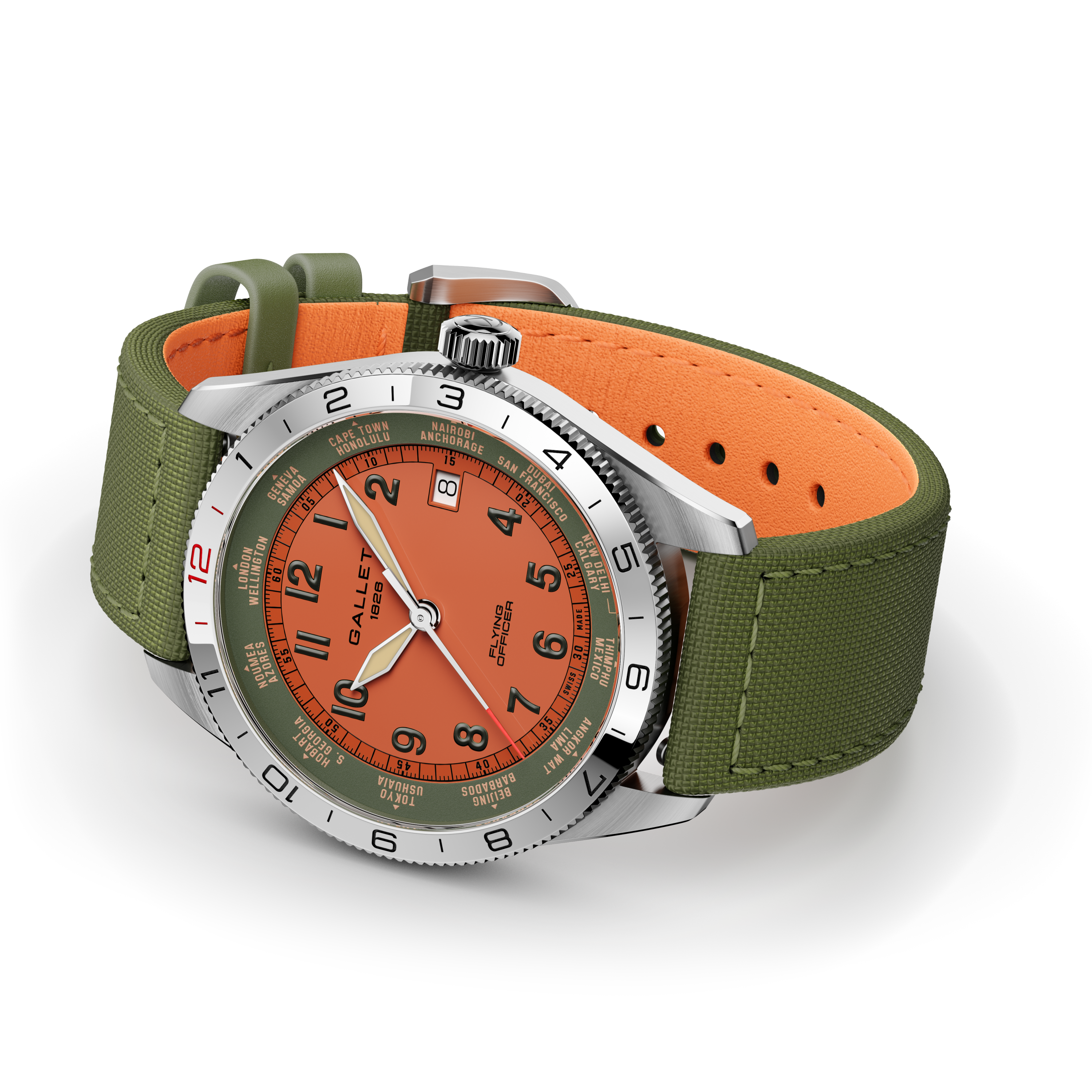 Flying Officer | 40mm, Steel Case, Green Fabric Strap