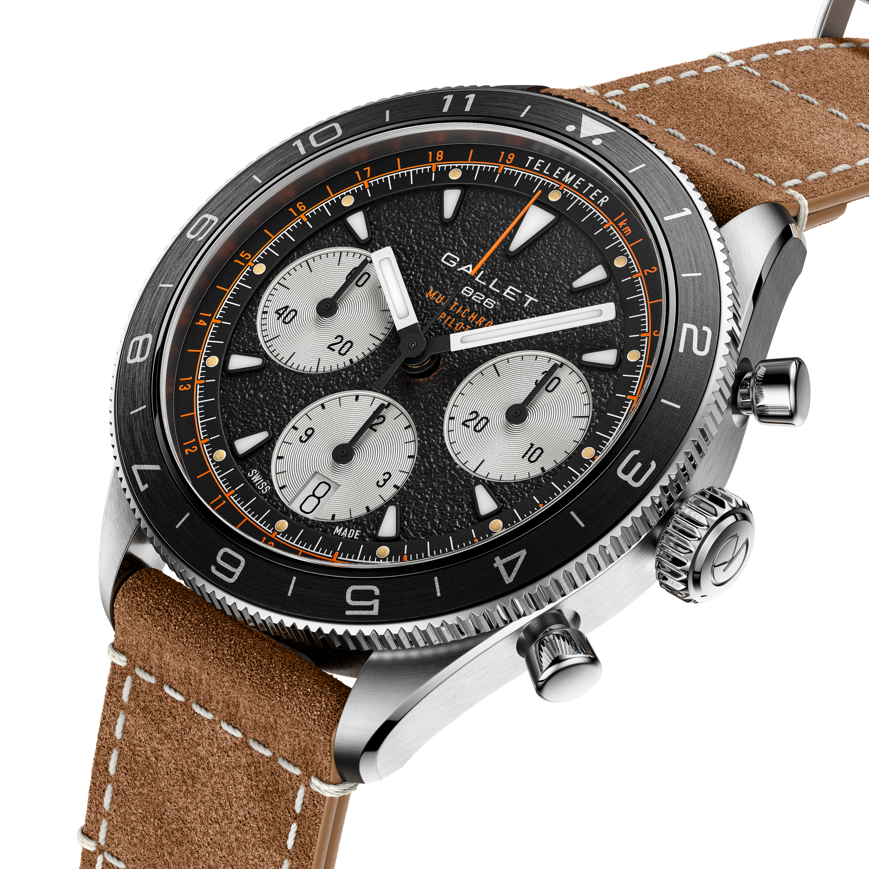 Multichron Pilot | 42mm, Steel Case, Brown Leather Field Strap