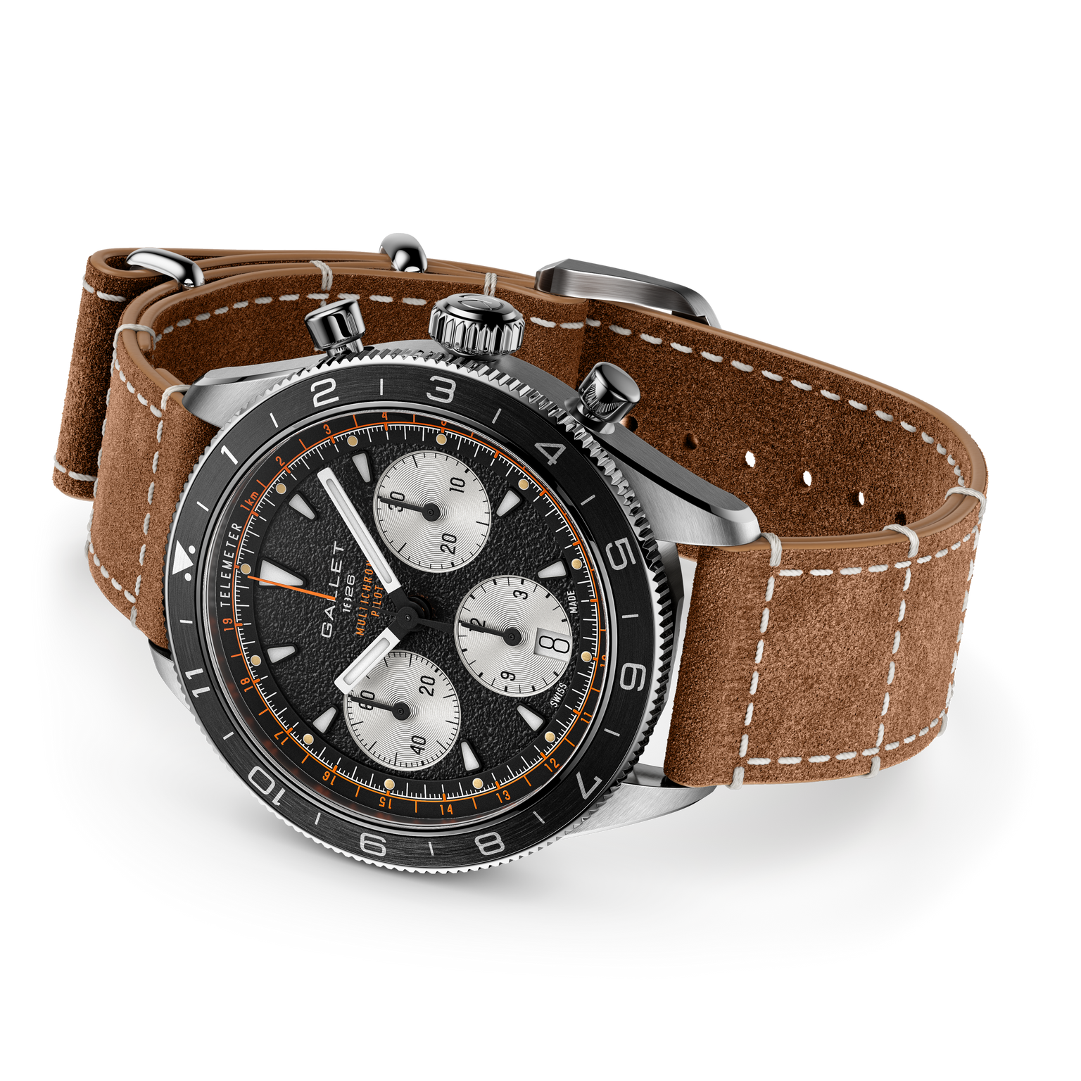 Multichron Pilot | 42mm, Steel Case, Brown Leather Field Strap