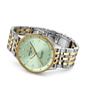 Navitimer ladies watch with mint green dial, gold bezel, stainless steel and yellow gold two-tone bracelet, and diamond hour 