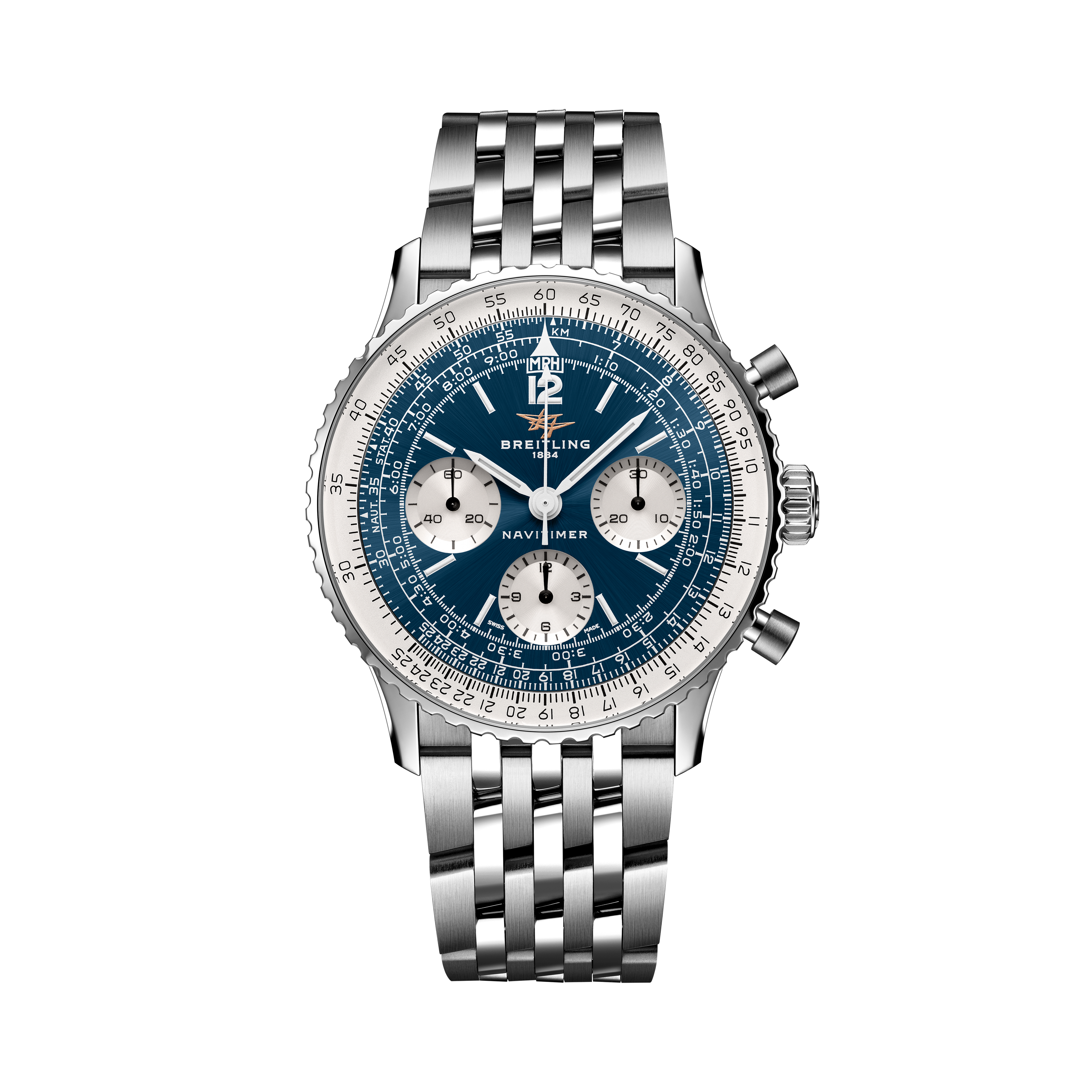 Navitimer B09 Chronograph 41 | Blue Panda Dial, Stainless Steel Strap